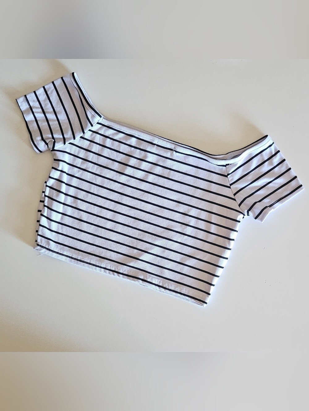 Faded Rose Striped Cropped Top